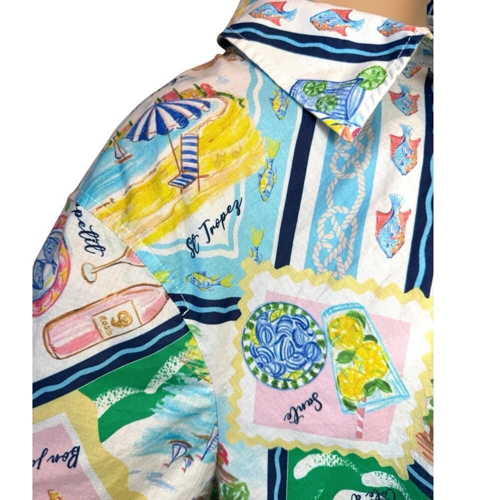 Talbots Plus 3X Modern Classic Cotton Shirt Summer Vista Vacation Resortwear EUC - Picture 11 of 16